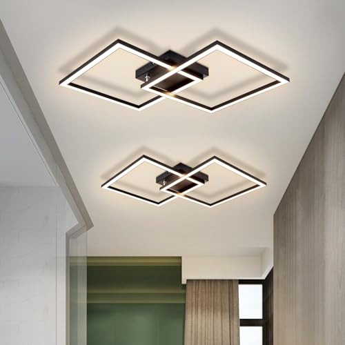 Homefire Deckenlampe LED Deckenleuchte Küche - 2er Schwarz Wohnzimmerlampe 24W Schlafzimmerlampe Modern Design Küchenlampe 3000K Warmweiß Flurlampe für Küche Schlafzimmer Flur Wohnzimmer von Homefire