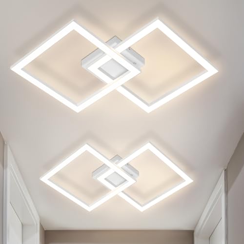Homefire Deckenlampe LED Deckenleuchte Küche - 2er Weiß 24W Schlafzimmerlampe Modern Design Wohnzimmerlampe Küchenlampe 3000K Warmweiß Flurlampe für Flur Küche Schlafzimmer Wohnzimmer von Homefire