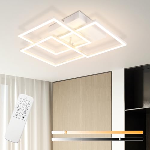 Homefire Deckenlampe LED Deckenleuchte Küche - 36W Wohnzimmerlampe Dimmbar Schlafzimmerlampe mit Fernbedienung Modern Design Wohnzimmer Küchenlampe weiß Deckenlampen für Schlafzimmer Kinderzimmer von Homefire