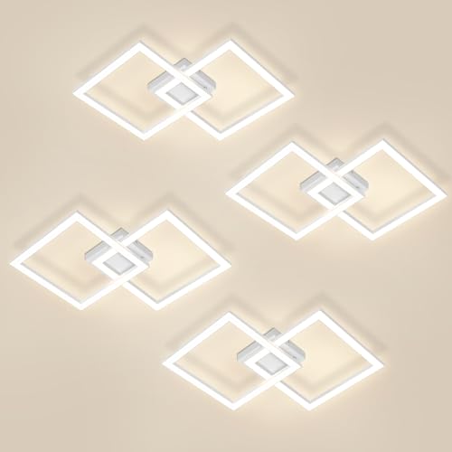 Homefire Deckenlampe LED Deckenleuchte Küche - 4er Weiß 24W Schlafzimmerlampe Modern Design Wohnzimmerlampe Küchenlampe 3000K Warmweiß Flurlampe für Flur Küche Schlafzimmer Wohnzimmer von Homefire