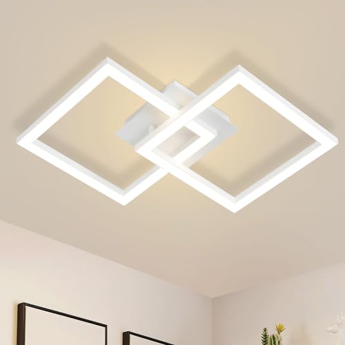 Homefire Deckenlampe LED Deckenleuchte Küche - Modern Küchenlampe 24W Wohnzimmerlampe Design Flurlampe Warmweiß Schlafzimmerlampe Flur Deckenbeleuchtung Eckig Weiß für Wohnzimmer Schlafzimmer von Homefire