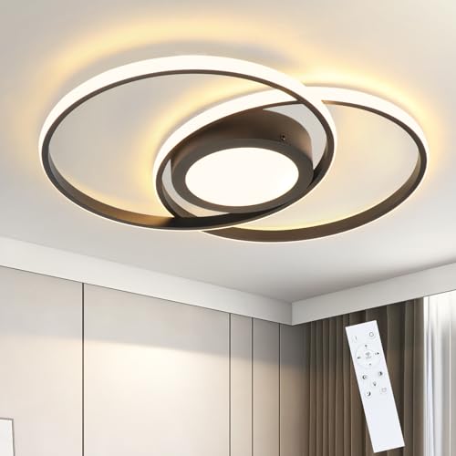 Homefire Deckenleuchte LED Wohnzimmerlampe Modern - Deckenlampe 48W mit Fernbedienung Schwarz Schlafzimmerlampe für Wohnzimmer Schlafzimmer von Homefire