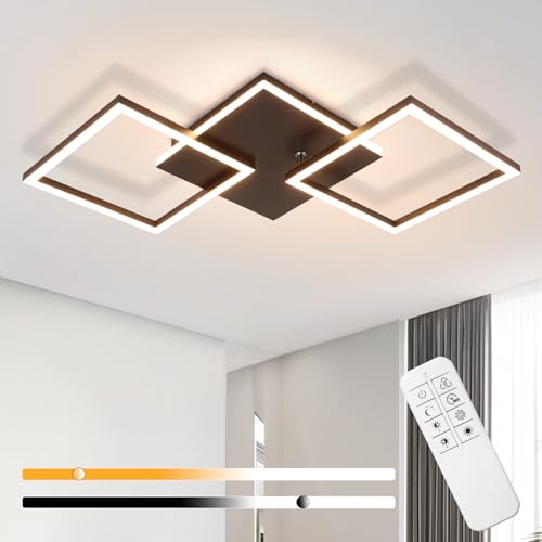 Homefire Deckenlampe LED Deckenleuchte Wohnzimmer - 32W Dimmbar Wohnzimmerlampe Modern Design Schwarz Küchenlampe mit Fernbedienung Schlafzimmerlampe Flur Metall Deckenleuchten für Küche Esszimmer von Homefire