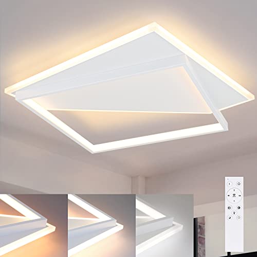 Homefire Deckenlampe LED Deckenleuchte Wohnzimmer - Dimmbar 53W Wohnzimmerlampe Modern Design mit Fernbedienung Deckenbeleuchtung für Schlafzimmer Küche Esszimmer Flur Treppenhaus Jugendzimmer von Homefire