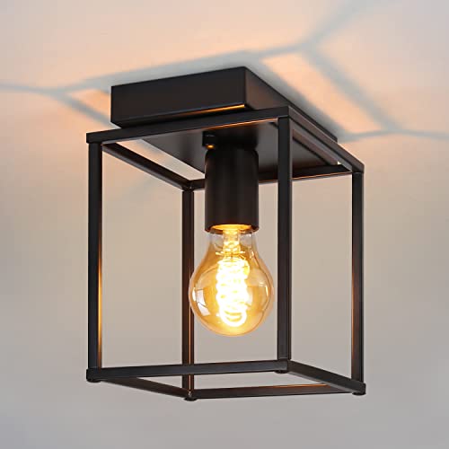 Homefire Deckenleuchte E27 Deckenlampe Retro - Schwarz industrial Küchenlampe für Schlafzimmer Wohnzimmer Vintage Lampe aus Metall Deckenbeleuchtung für Flur Küche Esszimmer - Ohne Leuchtmittel von Homefire