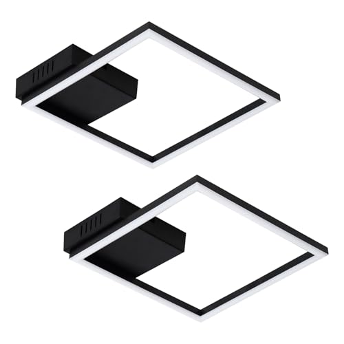 Homefire Deckenleuchte LED Deckenlampe Küche - 2er Warmweiß Schlafzimmerlampe Schwarz Küchenlampe Modern Design 3000K 12W Quadratisch Flurlampe Deckenbeleuchtung für Wohnzimmer Esszimmer von Homefire