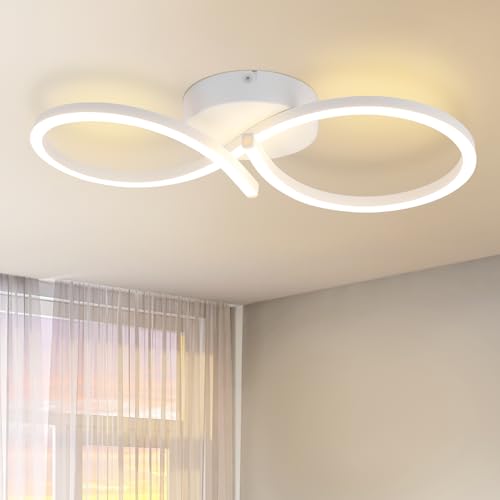Homefire Deckenleuchte LED Deckenlampe Schlafzimmer - 24W Küchenlampe Moderne Kreative Design Wohnzimmerlampe 3000K Warmweiß Flurlampe Schlafzimmerlampe Weiß Deckenlampen für Esszimmer Kinderzimmer von Homefire