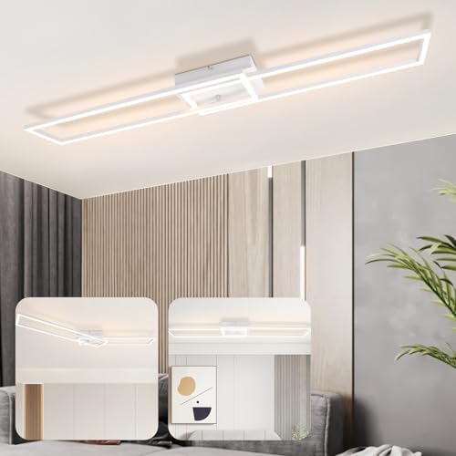 Homefire Deckenleuchte LED Deckenlampe Schlafzimmer - Weiß Rahmen Schlafzimmerlampe Modern Wohnzimmerlampe 32W 3000K Küchenlampe Warmweiß Esszimmerlampe Rechteckig Design für Wohnzimmer Esszimmer von Homefire