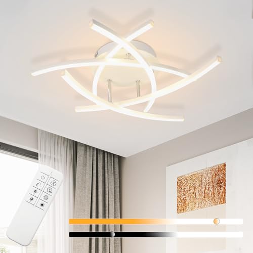 Homefire Deckenleuchte LED Deckenlampe Schlafzimmer - Wohnzimmerlampe 32W Dimmbar Modern Design Schlafzimmerlampe mit Fernbedienung Flurlampe Küche Weiß Deckenleuchten für Schlafzimmer Esszimmer von Homefire