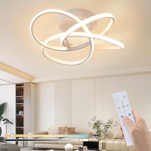 Homefire Deckenlampe LED Deckenleuchte Schlafzimmer: 46W Schlafzimmerlampe 3000K-6500K Dimmbar mit Fernbedienung Weiß Modern Blume Design Metall+Silikon Mit Memory-Funktion für Wohnzimmer Büro Flur Homefire Deckenlampe LED Deckenleuchte Schlafzimmer: 46W Schlafzimmerlampe 3000K-6500K Dimmbar mit Fernbedienung Weiß Modern Blume Design Metall+Silikon Mit Memory-Funktion für Wohnzimmer Büro Flur von Homefire