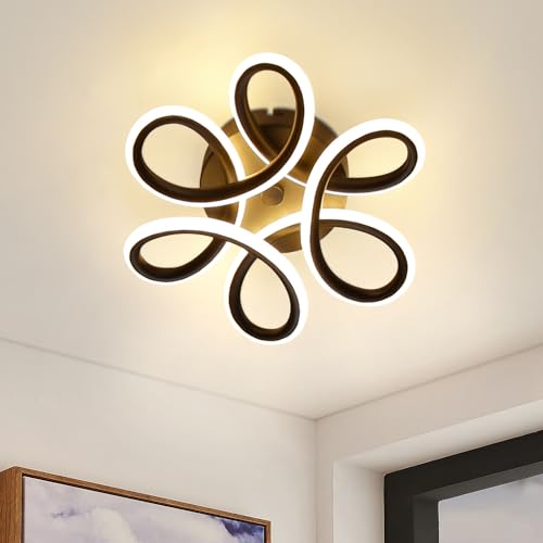 Homefire Deckenleuchte LED Deckenlampe Schwarz Küchenlampe 17W Flurlampe Modern 3000K Warmweiß Schlafzimmerlampe Geometrie aus Metall Design für Flur Eingang Schlafzimmer Wohnzimmer Küche Studio von Homefire