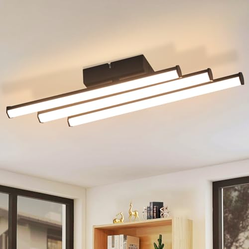 Homefire Deckenlampe Küche LED Deckenleuchte: 18W Küchenlampe 3000K Warmweiß Schwarz Flurlampe Innen Modern Design Schlafzimmerlampe Deckenbeleuchtung für Wohnzimmer Schlafzimmer Flur von Homefire