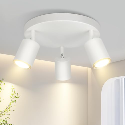Homefire LED Deckenlampe 3 Flammig Deckenstrahler - 350° Schwenkbar Strahler GU10 Deckenleuchte Weiß flurlampe Spots Innen Deckenspot für Wohnzimmer Küche Schlafzimmer Ohne Leuchtmittel von Homefire