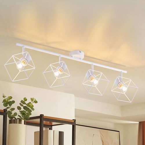 Homefire Deckenstrahler Deckenlampe 4 Flammig - E14 Deckenspots Deckenleuchte Weiß 350° Schwenkbar Modern Wohnzimmerlampe Küchenlampe Flurlampe für Schlafzimmer Büro - Ohne Leuchtmittel Homefire Deckenstrahler Deckenlampe 4 Flammig - E14 Deckenspots Deckenleuchte Weiß 350° Schwenkbar Modern Wohnzimmerlampe Küchenlampe Flurlampe für Schlafzimmer Büro - Ohne Leuchtmittel von Homefire