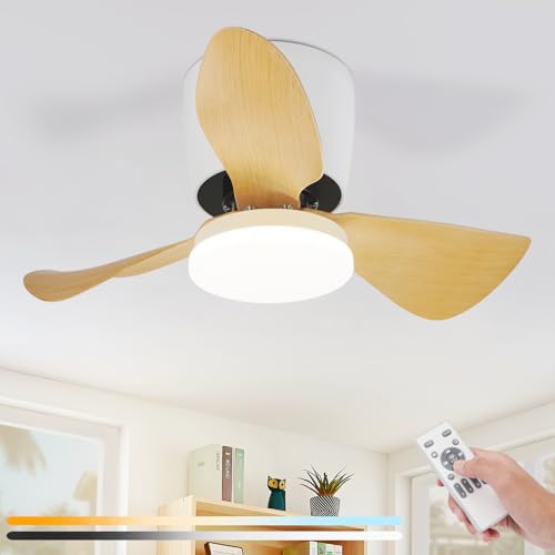 Homefire Deckenventilator Mit Beleuchtung und Fernbedienung - 23W LED Dimmbar Deckenleuchte mit Ventilator Leise 70CM Ventilator mit Licht Sommer/Winter 6-Gang Timer für Schlafzimmer Kinderzimmer Büro von Homefire