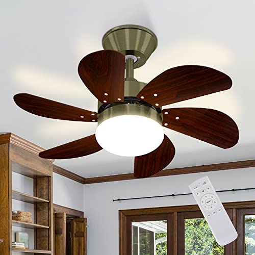 Homefire Deckenventilator Mit Beleuchtung und Fernbedienung Leise - Deckenlampe Ø75 cm 6 Flügeln Ventilator mit Einzelleuchte Deckenleuchte Fan Sommer-/Winter für Schlafzimmer Ohne Lichtquelle von Homefire