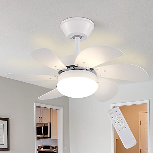 Homefire Deckenventilator Mit Beleuchtung und Fernbedienung Leise - Deckenlampe Wohnzimmer 6 Flügeln Ø75 cm Ventilator Timing Deckenleuchte Fan Sommer-/Winter für Schlafzimmer Küche - Ohne Glühbirne von Homefire