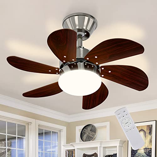 Homefire Deckenventilator Mit Beleuchtung und Fernbedienung Leise - Deckenlampe Wohnzimmer 6 Flügeln Ø75 cm Ventilator Timing Deckenleuchte Fan Sommer-/Winter für Schlafzimmer Küche Ohne Lichtquelle von Homefire