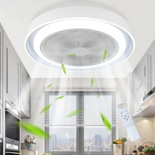 Homefire Deckenventilator mit Beleuchtung und Fernbedienung - Dimmbar LED Deckenleuchte mit Ventilator Lampe Decke Leise Modern Deckenlampe Blau 5 Flügeln Licht für Schlafzimmer Wohnzimmer Esszimmer von Homefire