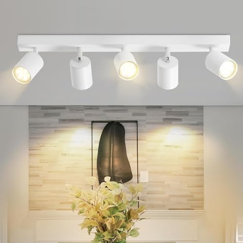 Homefire LED Deckenstrahler Deckenlampe - 5 Flammig GU10 Deckenleuchte Weiß 350° Schwenkbar Strahler Spots Innen Deckenspot flurlampe für Wohnzimmer Küche Schlafzimmer Ohne Leuchtmittel von Homefire