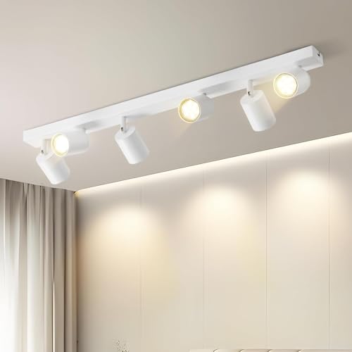 Homefire LED Deckenstrahler Deckenlampe - 6 Flammig GU10 Deckenleuchte Weiß 350° Schwenkbar Strahler Spots Innen Deckenspot flurlampe für Wohnzimmer Küche Schlafzimmer Ohne Leuchtmittel von Homefire