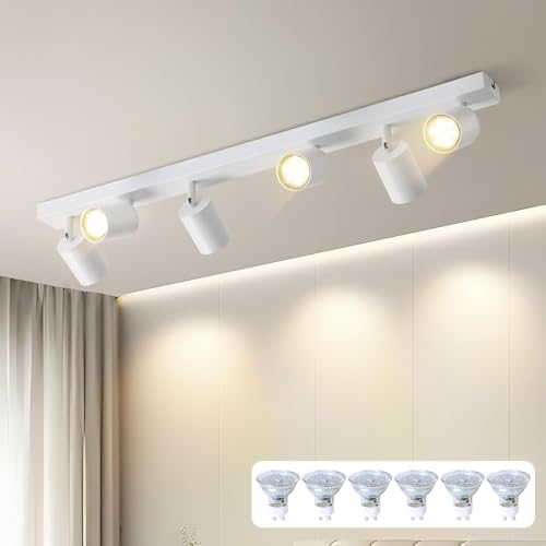 Homefire LED Deckenstrahler Deckenlampe Weiß - 6 Flammig GU10 Deckenleuchte 350° Schwenkbar Strahler Spots Innen Deckenspot flurlampe für Wohnzimmer Küche Schlafzimmer Mit Lichtquelle 4000k von Homefire