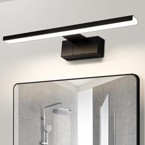 Homefire LED Spiegelleuchte Bad - 60CM Spiegellampe Schwarz Badezimmer Badlampe Wand Wasserdicht IP44 Wandlampe Modern Neutralweiß 4000K Wandleuchte für Keller Küche Badschrank von Homefire