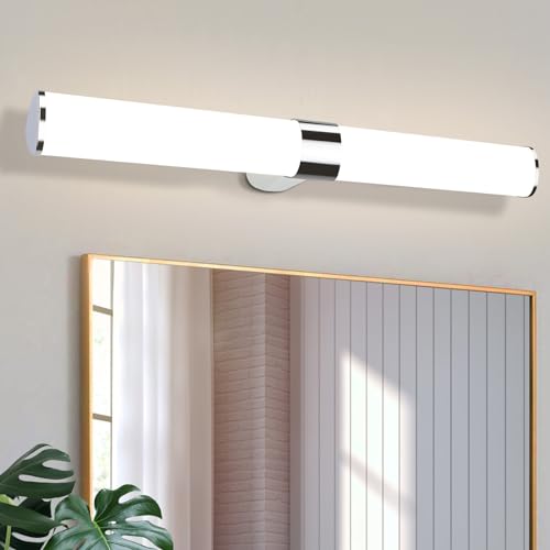 Homefire LED Spiegelleuchte Bad Spiegellampe - 15W Badleuchte Wand 60CM Chrom Wandlampe Wasserdicht IP44 Wandleuchte Neutralweiß 4000K Feuchtraumleuchte Modern für Badezimmer Keller Küche Badschrank von Homefire