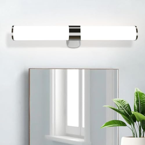 Homefire LED Spiegelleuchte Bad Spiegellampe - 8W Badleuchte Wand Chrom Wandlampe Badezimmer Wasserdicht IP44 Wandleuchte 40CM Neutralweiß 4000K Badlampe Wandmontage Modern für Keller Badschrank Küche von Homefire