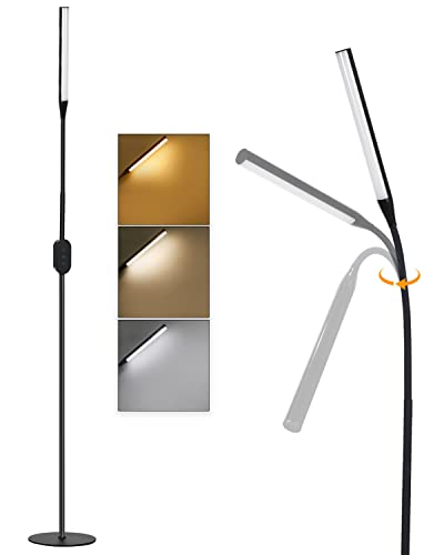 Homefire LED Stehlampe Standleuchte Leselampe - 178CM Stehleuchte Dimmbar Büro Standlampe Schlafzimmer Schwarz Modern Touch 9W Lesestehlampe mit Timer und Memory Funktion für Wohnzimmer von Homefire