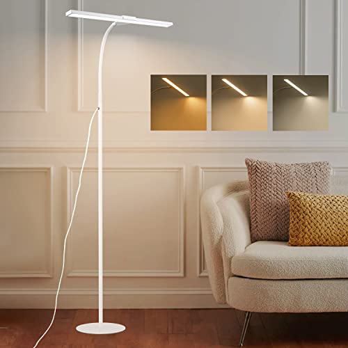 Homefire LED Leselampe Dimmbar Stehlampe Wohnzimmer - 156CM Modern Stehleuchte Weiß Touch Standlampe mit Timer und Memory Funktion Standleuchte Flexibler Schwanenhals Leseleuchte für Schlafzimmer Büro von Homefire