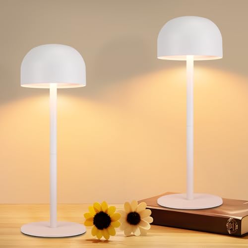 Homefire LED Tischlampe Kabellos 2ER: Touch Dimmbar Tischleuchte mit 3 Farbtemperaturen USB Aufladbar Akku Höhenverstellbar Tragbare Wasserdichte Tischlampe für Indoor Outdoor Esszimmer Schlafzimmer von Homefire