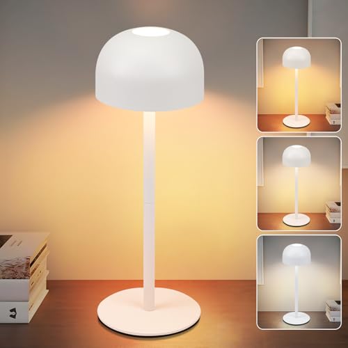 Homefire LED Tischlampe Kabellos: Touch Dimmbar Tischleuchte mit 3 Farbtemperaturen USB Aufladbar Akku Höhenverstellbar Tragbare Wasserdichte Tischlampe für Indoor Outdoor Esszimmer Schlafzimmer von Homefire