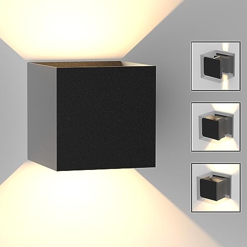 Homefire LED Wandleuchte Innen Wandlampe - Aussenlampe Schwarz Wandbeleuchtung Aussen 5W Außenlampe Up Down Wandstrahler IP65 Außenleuchte 3000K Warmweiß für Hauswand Treppenhaus Flur Garten von Homefire