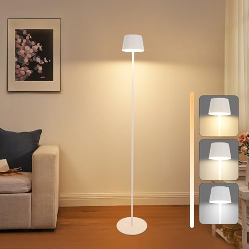 Homefire Outdoor Solar Stehlampe 120cm: LED Stehleuchte Wohnzimmer Dimmbar 3000K-6500K mit USB-C Aufladbar Akku Weiß Kabellose Standleuchte Höhenverstellbar Wasserdicht für Innen Garten Terrassen von Homefire