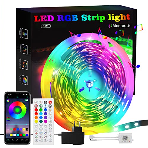 Homefire RGB LED Strip 10m: 16 Mio Selbstklebend Streifen APP Steuerung Bluetooth Licht mit Fernbedienung Dimmbar Lichtleiste TV Hintergrundbeleuchtung Musik Sync Party Wohnzimmer Schlafzimmer von Homefire