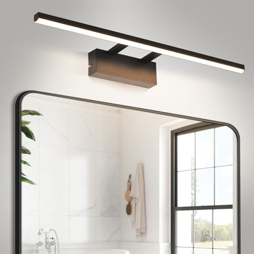 Homefire Spiegellampe LED Spiegelleuchte Bad - 60CM Badezimmer Wandleuchte Schwarz Spiegelleuchten Modern 4000K Neutralweiß Badlampe Flur Wandleuchte für Büro Küche Spiegelschrank von Homefire