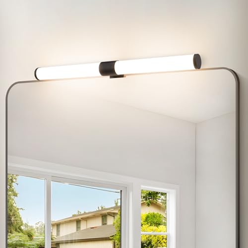 Homefire Spiegelleuchte Bad Spiegellampe LED - 40CM Badezimmer Spiegel Beleuchtung Schwarz Klemmbar Badlampe Wasserdicht IP44 Badleuchte Modern 4000K Neutralweiß für Badschrank Spiegelschrank von Homefire