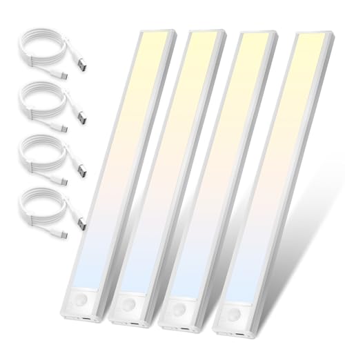 Homefire Unterbauleuchte Küche Led mit Bewegungsmelder - 30CM 4 Stück Schrankbeleuchtung Dimmbar 3 Farbtemperatur Schranklicht USB Wiederaufladbar Küchenlicht für Kleiderschrank Treppe Schlafzimmer Homefire Unterbauleuchte Küche Led mit Bewegungsmelder - 30CM 4 Stück Schrankbeleuchtung Dimmbar 3 Farbtemperatur Schranklicht USB Wiederaufladbar Küchenlicht für Kleiderschrank Treppe Schlafzimmer von Homefire