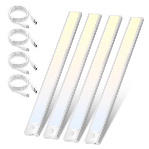 Homefire Unterbauleuchte Küche Led mit Bewegungsmelder - 40CM 4 Stück Silber Schrankbeleuchtung Dimmbar 3 Farbtemperatur Schrankleuchte USB 1500mAh*2 Wiederaufladbar Treppenlicht für Schlafzimmer Flur Homefire Unterbauleuchte Küche Led mit Bewegungsmelder - 40CM 4 Stück Silber Schrankbeleuchtung Dimmbar 3 Farbtemperatur Schrankleuchte USB 1500mAh*2 Wiederaufladbar Treppenlicht für Schlafzimmer Flur von Homefire