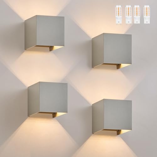 Homefire LED Wandleuchte Innen Wandlampe - 4ER Set Außenwandleuchten Grau Aussenlampe Aussen Wandbeleuchtung Außenlampe Up Down Außenleuchte IP65 Außenbeleuchtung 3000K Warmweiß für Hauswand Garten Homefire LED Wandleuchte Innen Wandlampe - 4ER Set Außenwandleuchten Grau Aussenlampe Aussen Wandbeleuchtung Außenlampe Up Down Außenleuchte IP65 Außenbeleuchtung 3000K Warmweiß für Hauswand Garten von Homefire