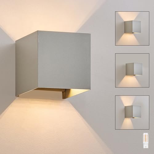 Homefire LED Wandleuchte Innen Wandlampe - Wandbeleuchtung Aussen Aussenlampe Grau Außenlampe Up Down Außenbeleuchtung IP65 Außenwandleuchte 3000K Warmweiß für Hauswand Treppenhaus Garten Flur von Homefire
