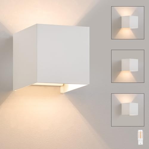 Homefire Wandlampe LED Wandleuchte Innen/Aussen: Aussenlampe Warmweiß IP65 Außenwandleuchten G9 Weiß Lampe Up Down Treppenbeleuchtung Indirekte Außenleuchte für Hauswand Schlafzimmer Flur Treppenhaus von Homefire
