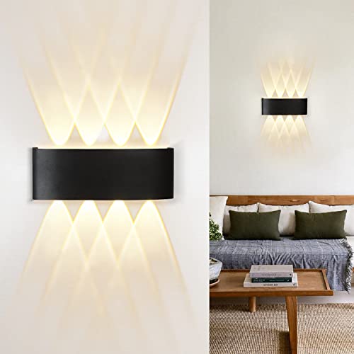 Homefire LED Wandleuchte Innen Wandlampe - Aussenlampe Schwarz Wandbeleuchtung Aussen 7W Außenlampe IP65 Außenleuchte Up Down Wandstrahler 3000K Warmweiß Außenwandleuchte für Hauswand Garten Flur von Homefire