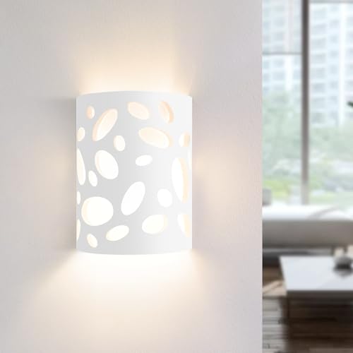 Homefire Wandleuchte Innen Wandlampe Flur - Up and Down Leuchten Modern Design Wandleuchten E14 Flurlampe Weiß Gipsleuchte Treppenhaus Wandlicht für Wohnzimmer Küche - Ohne Leuchtmittel von Homefire