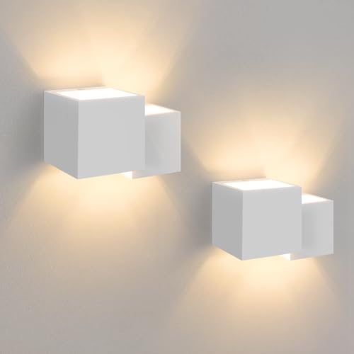 Homefire Wandleuchte Innen Wandlampe G9-2er Modern Design Up Down Flur Wandlampen Treppenhaus Leuchten Weiß Gipsleuchte Wandbeleuchtung für Schlafzimmer Kinderzimmer - Ohne Leuchtmittel von Homefire