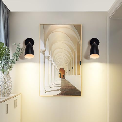Homefire Wandleuchte Innen Wandlampe Schwarz - 2er Vintage Wandbeleuchtung Schlafzimmer Wandstrahler GU10 Flurlampe Küche Schwenkbar Wandlicht Retro für Wohnzimmer Kinderzimmer - Ohne Leuchtmittel von Homefire