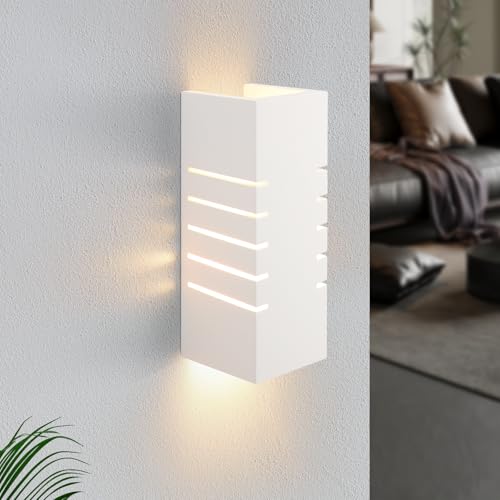 Homefire Wandleuchte Innen Wandlampe Up Down - Modern Design Flur Wandlampen E14 Treppenhaus Beleuchtung Weiß Gipsleuchte Wandbeleuchtung für Schlafzimmer Kinderzimmer - Ohne Leuchtmittel von Homefire