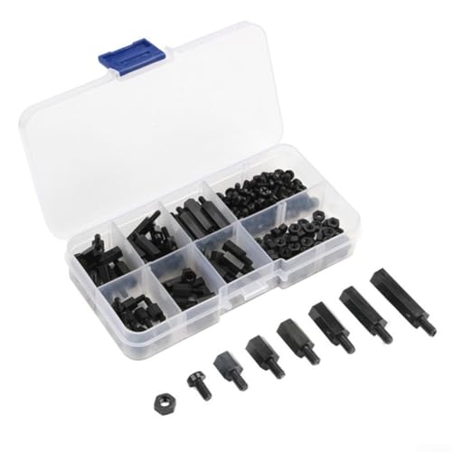 180 Stück für M3 Nylon männlich weiblich Sechskant-Abstandshalter schwarz Sechskant-Abstandshalter Schraube Mutter Gewindesäule für Elektronik RC Sortiment Kit von Homefurnishmall