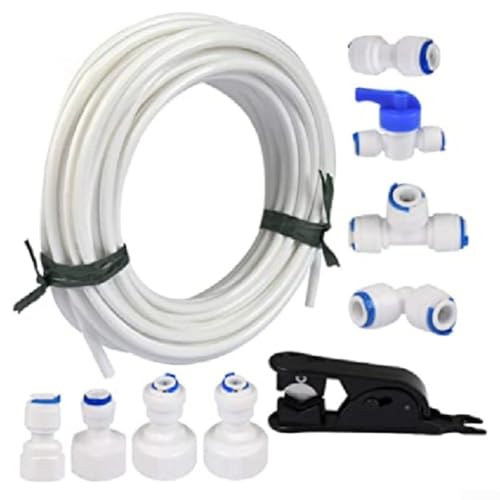 9-teiliges Wassereinlassrohr-Anschluss-Set, 20 m Kühlschrankschlauch, RO Wasserfilter-Armatur, 6,3 mm, gerader Steckverbinder von Homefurnishmall